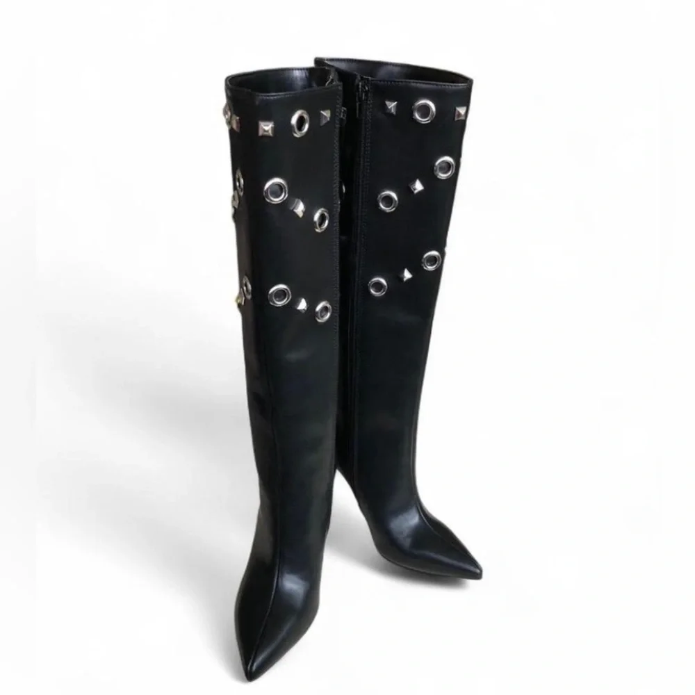 I.N.C. International Concepts Women's Black Saiqa Grommet Knee High Boots 6.5 M